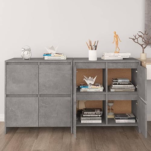 MNISDFL Vitrina Salon Aparador Cocina Mueble cafetera Aparadores 2 uds Madera de ingeniería Gris hormigón 70x41x75 cm