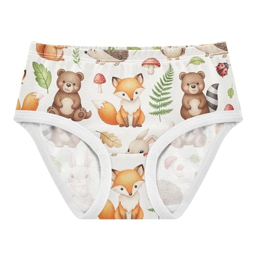 Cute Watercolor Woodland Animals Panties for Girl Girls Underwear Toddler Cotton Animals Briefs Kids Undies 2t