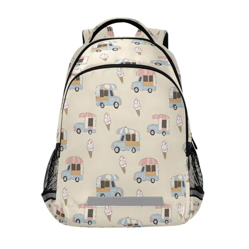 ALAZA Kids Backpack for Boys Girls,Ice Cream Trucks School Backpack Preschool Elementary Kindergarten School Bag Bookbag Travel Laptop Bag Casual Daypack