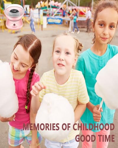 Party Pink Cotton Candy Machine, Homemade Portable Cotton Candy Floss Maker, DIY Marshmallow Machine for Home Birthday Family Party Cinema