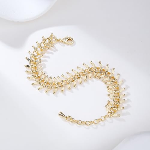 Fashion Personalized Fish Bone Shape 14K Gold-plated Bracelet/Adjustable Centipede Women's Gold Bracelet4