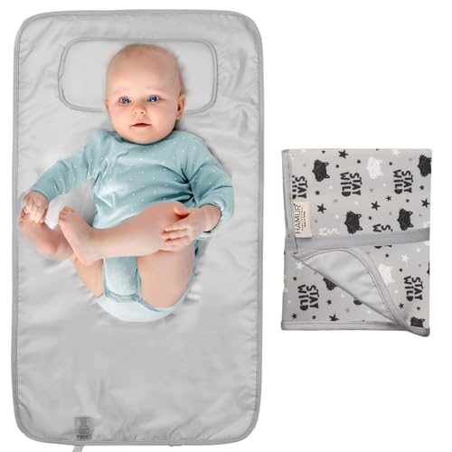 Image of Hamur Home Portable Changing Pad – Waterproof, Washable & Easy Wipe Clean, Foldable Travel Baby Changing Mat for Diaper Bag, Compact & Lightweight, Must-Have for Newborns (Fox Pattern)