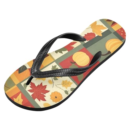 Women Beach Summer Casual Flip Flop Autumn Leaves ThankgivingQuick Dry Sandals Slipper for Men 214B8187