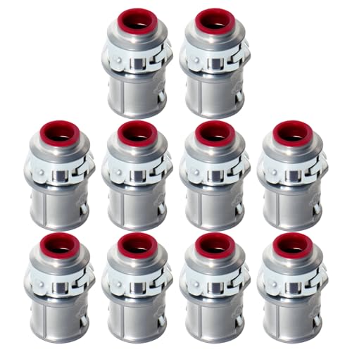 Image of MAKERELE 3 /8 inch Metal-Clad Cable Connector, Snap-in Conduit Fitting (10 pack)