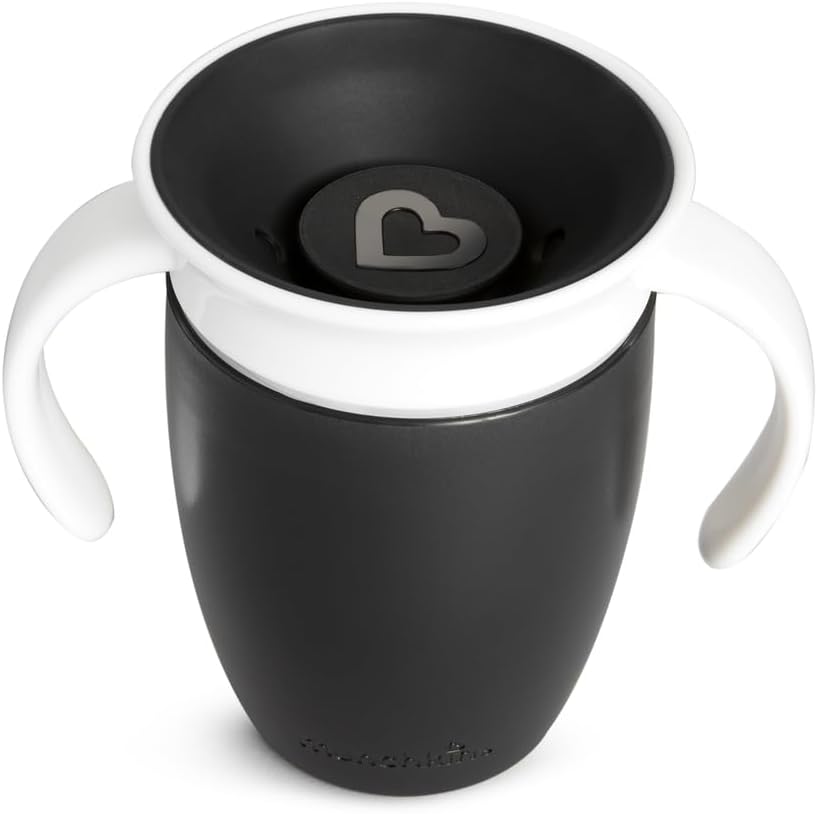 Munchkin 360° Trainer cup, Spill proof and leak proof cup with handle for infant/baby boys and girls, 7oz Capacity, 6 Months and above(Assorted Colours) - Pack of 1