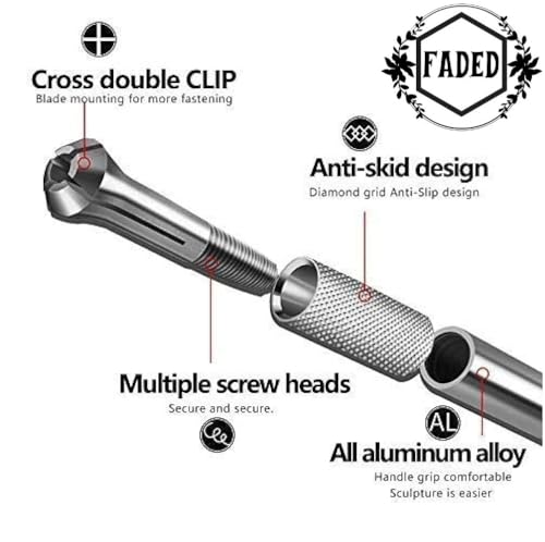 Image of Faded Precision Detail Craft Cutter Set with 25 Replacement Blades - Sharp Hobby Knife for Fine Cutting - Ideal for Art, DIY, Scrapbooking, Model Making, and Paper Craft Projects