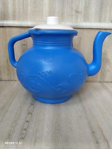 Image of Premium Plastic Water Jug with Handle and Lid | Floral Embossed Multipurpose Kettle for Kitchen, Dining Table, and Office Use (Blue, Pack of 1)
