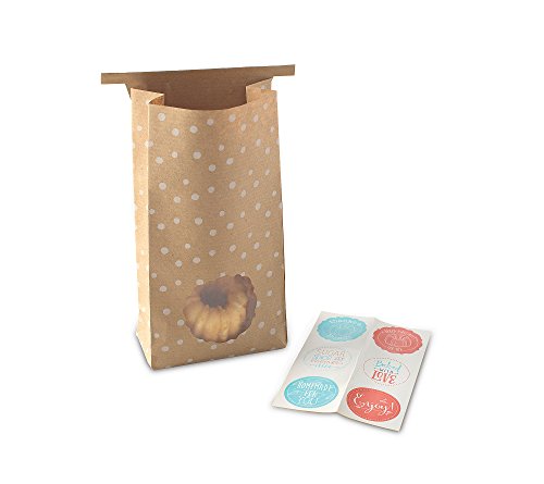 Nordic Ware 6 Count Bake and Gift Kraft Gift Bags and Stickers, Multicolor