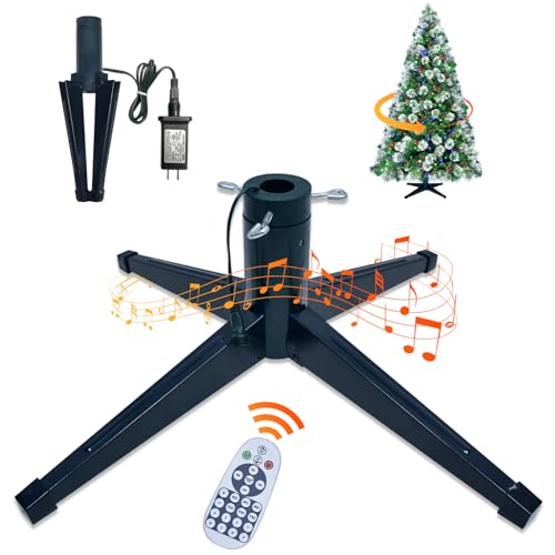 Hoyechi HYC713 𝐌𝐮𝐬𝐢𝐜𝐚𝐥 Rotating Christmas Tree Stand, Anti-Tilt Noiseless, Up To 9Ft 120 Lb Artificial Christmas Tree cover