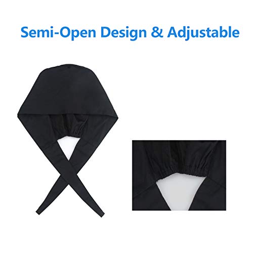Image of QBA Adjustable Working Cap with Button, Cotton Working Hat Sweatband, Elastic Bandage Tie Back Hats for Women & Men, One Size
