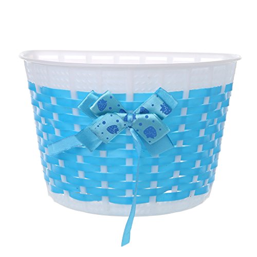 Yjcnelcr Bicycle Scooter Basket Children Plastic Knitted Knot Front Handmade Bag Knitting for Beginners, Blue