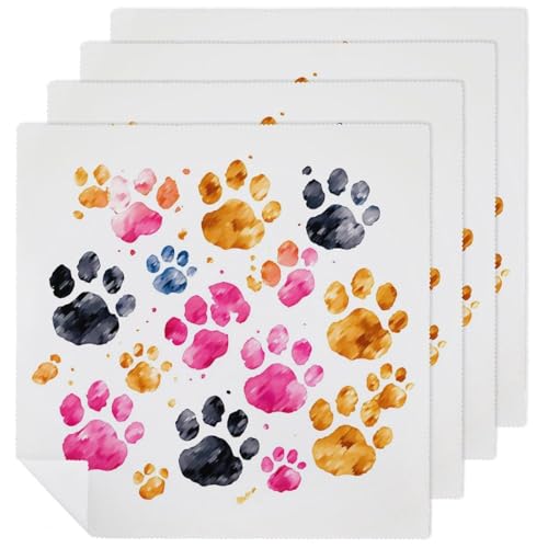 Servilletas de Tela con Patas de Perro Coloridas 4 PCS miniatura 1