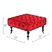 Divano Roma Furniture Classic Tufted Velvet Footrest/Footstool/Ottoman with Casters (Red)