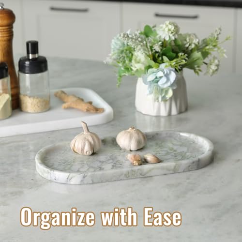 Image of Koville African Natural Marble Tray, 12 inchx6 inch Vanity Decorative Tray for Countertop Organizer, Catchall Tray for Perfume, Candles, Jewelry Dish