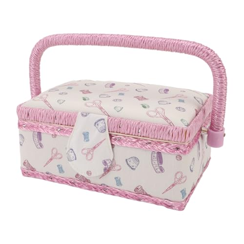 SIXRUN Panier à Couture Boîte de Rangement avec Plateau Amovible, Boîte à Couture Organisateur pour Voyages, Travail ou Vacances