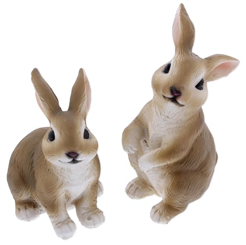 The Bridge Collection Pair of Resin Bunny Figurines – Whimsical Rabbit Decor Featuring Standing and Seated Designs – Spring and Easter Home Accent