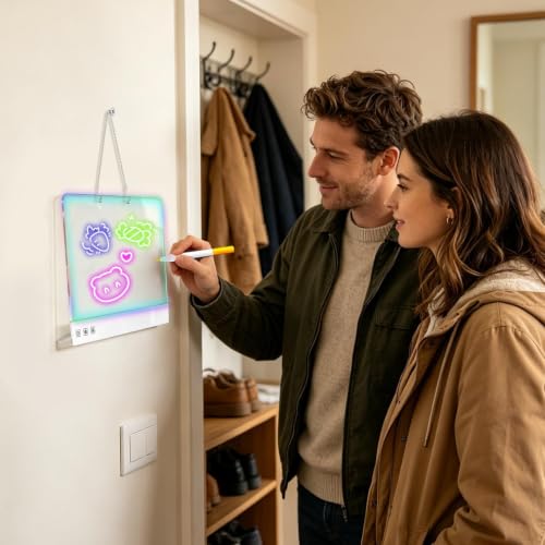 Pizarra de dibujo para niños con luz LED y bloc de notas portátil 3