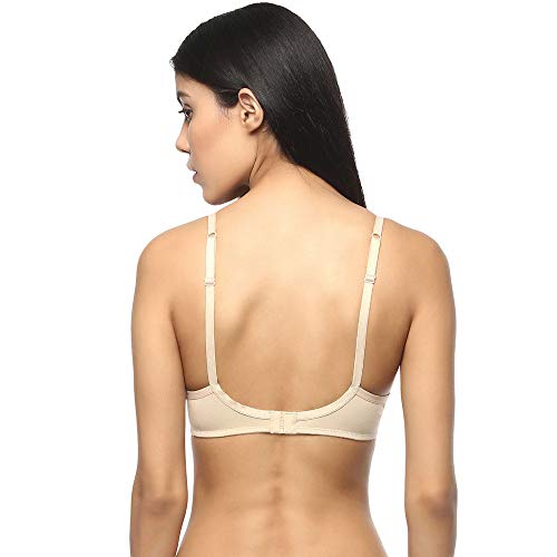 Image of SOIE Women's Solid Semi /Medium Coverage Padded Non-Wired Satin Panelled T-Shirt Bra