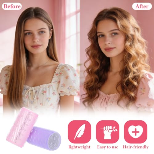 OATIPHO 2 rulos Jumbo Bang con núcleo de aluminio, sin calor, autoadhesivos, para rizos naturales voluminosos en cabello corto y largo, fácil - imagen 3