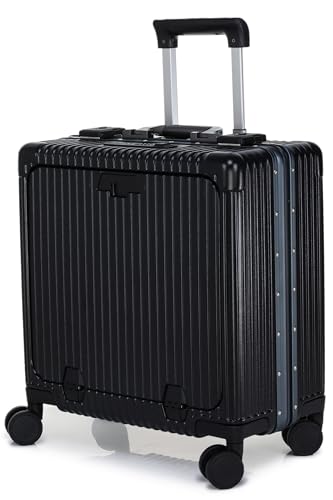Image of Verage Luxe Celeste Pro Overnighter 48 cms Cabin Luggage Carry On Polycarbonate 8 Wheel Suitcase Laptop Trolley (Black)