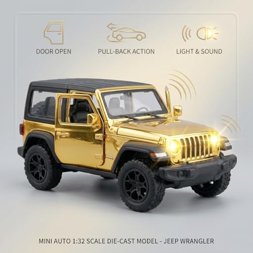 Image of Happy Hues Die-Cast Metal Toy Car 1:32 Scale - Premium Racing Model with Opening Doors & Durable Alloy Body, Best Collectible Gift for Kids (Jeep Yellow)
