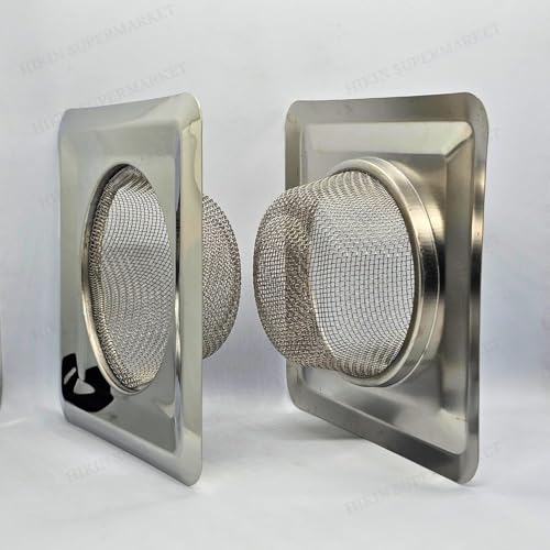 Image of Premium Square Stainless Steel Kitchen Strainer 11 CM Sink Jali, Drain Filter, Anti Clogging Mesh Hair Catcher Drain Cover (ONLY for Square Sink) (2.0 Double)