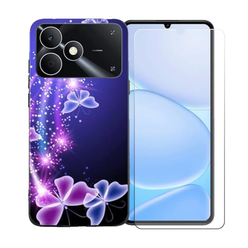 CongJiaLingXi�P�[�X�K�p�� Realme Note 80 (6.74") + �������ꂽ�K���X�X�N���[���v���e�N�^�[�A�_��ȃV���R�[���V�F���o���p�[TPU�ی�J�o�[�̂���,BST7