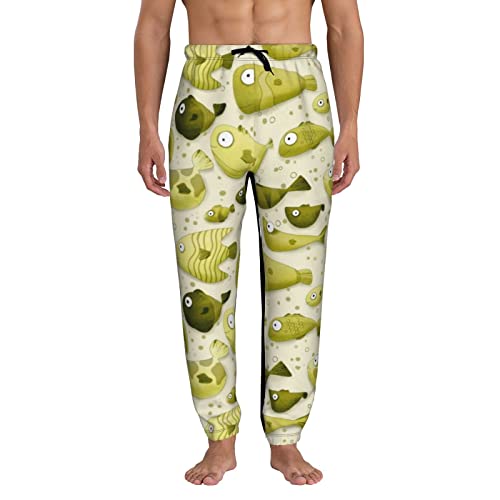 Oaieltj Cute Fish - Pantalones deportivos con cordón para hombre, ligeros, con bolsillos, Negro, S