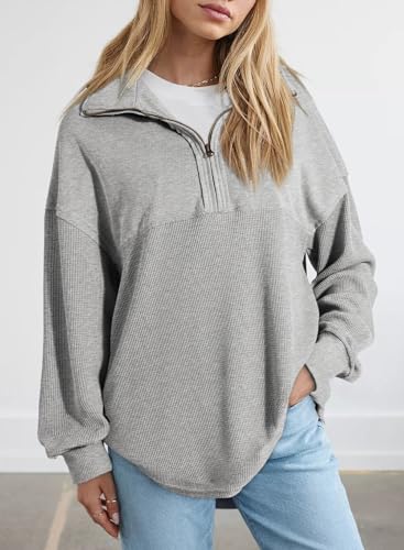 Image of SHEWIN Women Fall Sweatshirt Casual Half Zip Pullover Fall Top 2026 Clothes