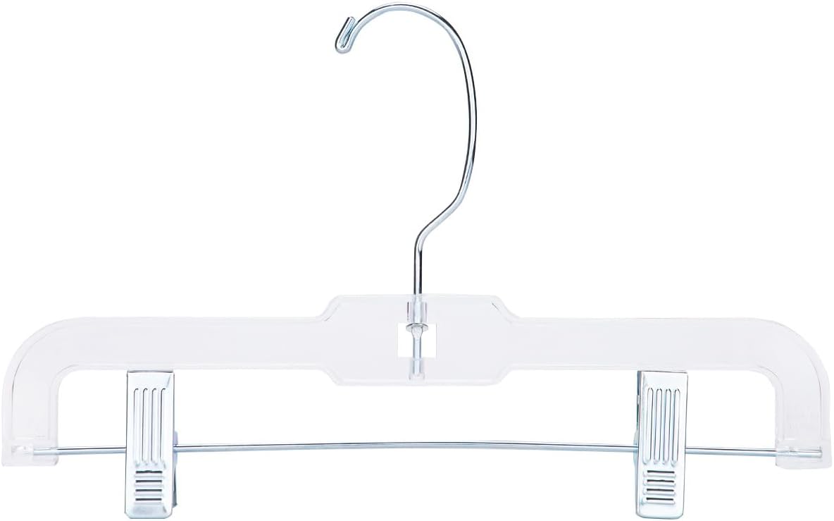 SSWBasics 11 Inch Clear Plastic Kids Hangers with Clips - Case of 100 - Durable Kids Skirt