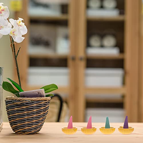 Homsfou Waterfall 4 Boxes Meditation Safe Fragrant Friendly Stress Burner Holder Scent Burning Gift Incense Rose Yoga Flower Mixed Home Household Grain Scents Back-Flowing Pellets #TOP5