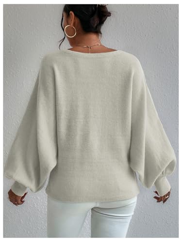 Verdusa Women's Off The Shoulder Sweater Oversized Long Lantern Sleeve Pullovers Fall Outfits 2025 Knit Tops2