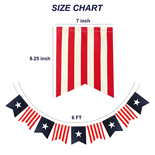 Image of 6ft Patriotic Burlap Banner DecorSea July 4 th Decor Burlap Banner USA Bunting American Flag Banners Garlands for Independence Day Decorations (New Square)