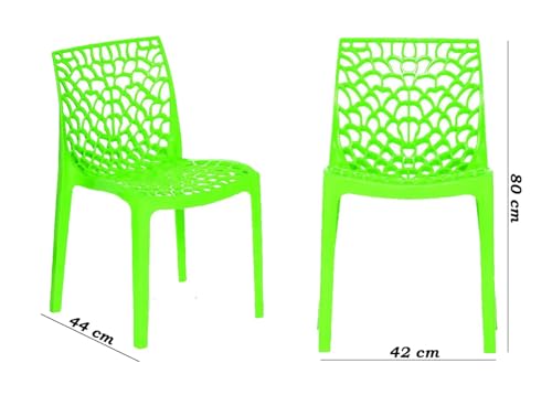 Image of activa Web Designer Plastic Chair for Home, Office and Restaurant and Cafe|Armless Chair for Dining Room| Heavy Duty Outdoor Plastic Chair | Designer Balcony Chair (Green, Set of 2)