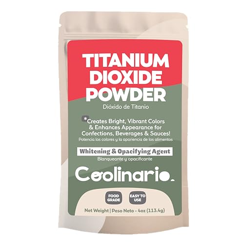 Coolinario Titanium Dioxide Powder (4 Oz) Food Grade Whitening & Opacifying Agent for Confections, Beverages & Sauces | Creates Bright, Vibrant Colors & Enhances Appearance