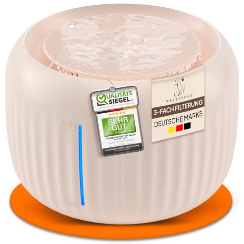 Pretty Paw Katzenbrunnen mit Leiser Pumpe, LED und Aktivkohlefilter, 2,5L – Ansicht 1