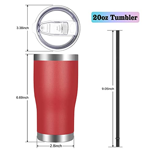 Image of VEGOND 20oz Tumbler Stainless Steel Tumbler Cup with Lid And Straw Vacuum Insulated Double Wall Travel Coffee Mug(Brick Red 12 Pack)