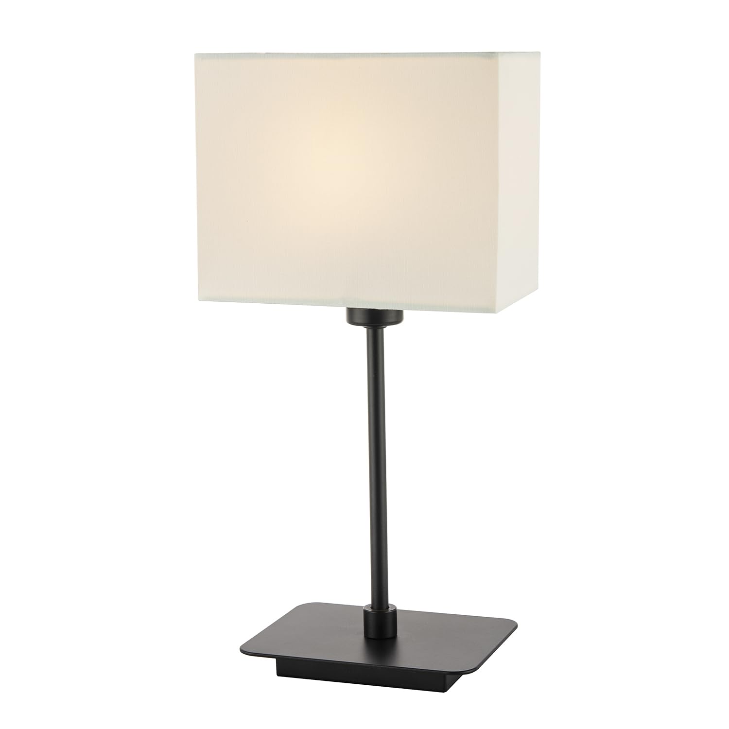 Happy Homewares Contemporary Bedside Table Lamp - White Cotton Fabric Shade - Black