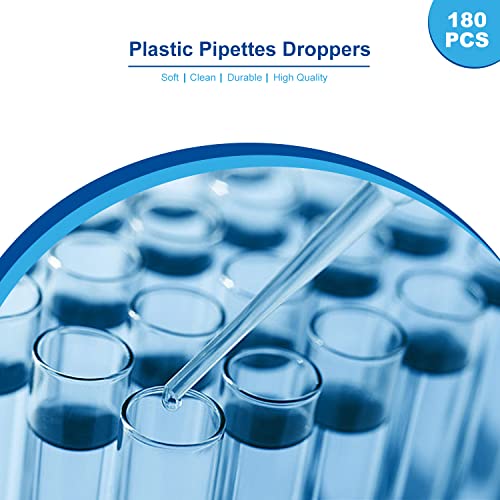 LOKIPA Transfer Pipettes, 180PCS Disposable Droppers Pipettes 3ml Pipette for Science Laboratory Daily Use