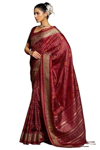 Image of SGF11 Women's Kanjivaram Patola Silk Saree Silk Saree Pure Golden Zari With Blouse Piece