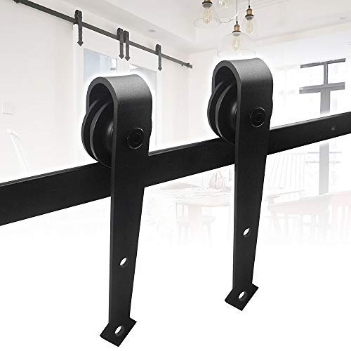 Hengda 6FT 183cm Herraje para Puerta Corredera Corredera Kit de Accesorios para Puertas Correderas Juego uego Completo con Ruedas y Carril