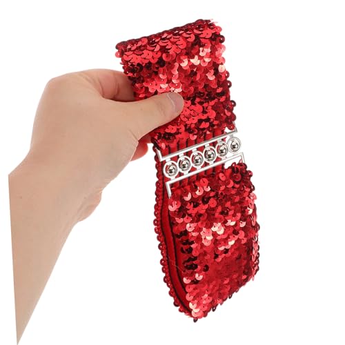 CLISPEED 4Pcs Glitter Sequin Waist Belt Elastic Stretch Decorative Belts with Metal Buckle for Party Dresses Faderesistant Comfortable Fit Black Gold Silver Red4