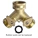 HYDRO MASTER Heavy Duty Brass 2 Way Y Splitter Garden Hose with Comfortable Grip Shut Off Valves, Adapter for Water Tap, Outlet, & Spigot, Includes Extra Rubber Washers