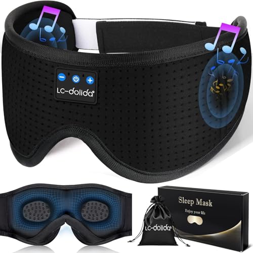 Image of LC-dolida Sleep Mask with Bluetooth Headphones,Sleep Headphones Bluetooth Sleep Mask 3D Sleeping Headphones for Side Sleepers Best Gift and Travel Essential (Elegant Black)