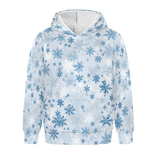 Kids Hoodies Sweaters Christmas Xmas Snowflake Hooded Sweatshirts with Big Pockets for Boys Girls B0400400