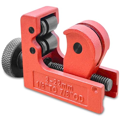 Yonality Cortador de tubos, Mini Cortatubos 3-22 mm Cortatubos Cobre Cortador de Tubos, Corte rápido eficiente Corte limpio, Herramienta Fontanería Reparación Agua Aire Acondicionado Mangueras