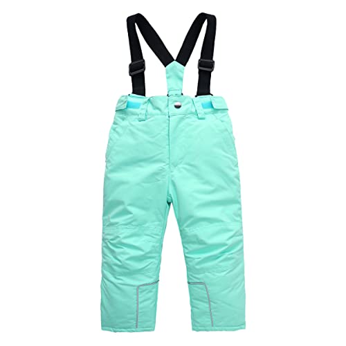 DAWILS Pantalon Ski Garçon Pantalon Neige Filles Salopette de Ski d'hiver pour Enfant Outdoor Randonnee Homme Pantalon d'hiver Imperméable Vert1 8 Ans Cover