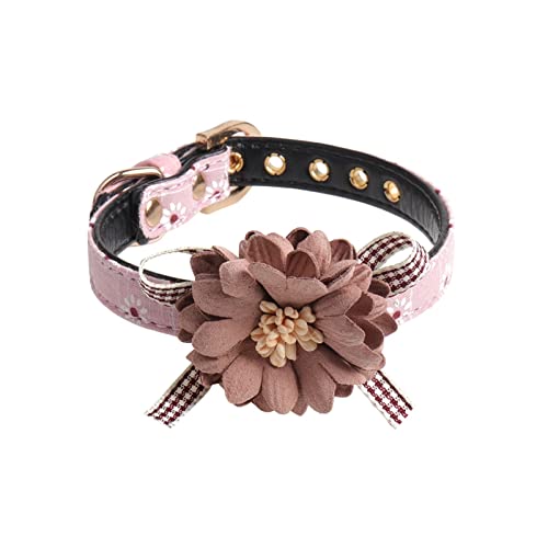 Collier pour chat en cuir réglable accessoire fleur chien cravate - 2