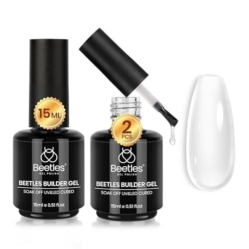 Beetles Builder Gel for Nails,2 Pcs 8 in 1 Clear Building Gel,for Strengthening Natural Nail Instant Apex & Extension for DIY Salon at Home,Friendly for Beginner,UV LED Lamp Cured,Gifts for Women