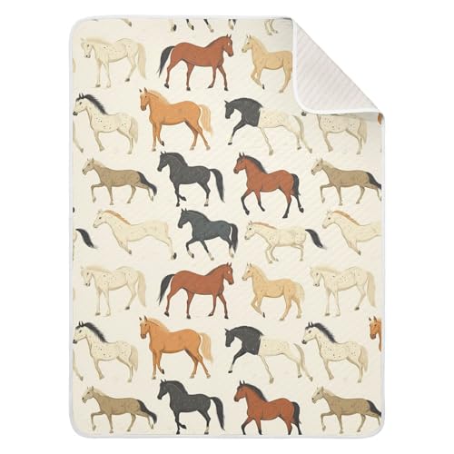 Image of Vintage Horse Baby Blankets Soft Warm Crib Stroller Blanket for Toddler Newborn Girl Boy 30x40in
